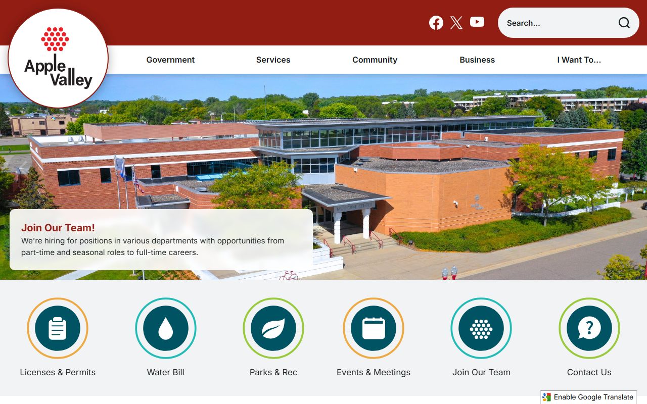 Apple Valley city homepage for marriage records