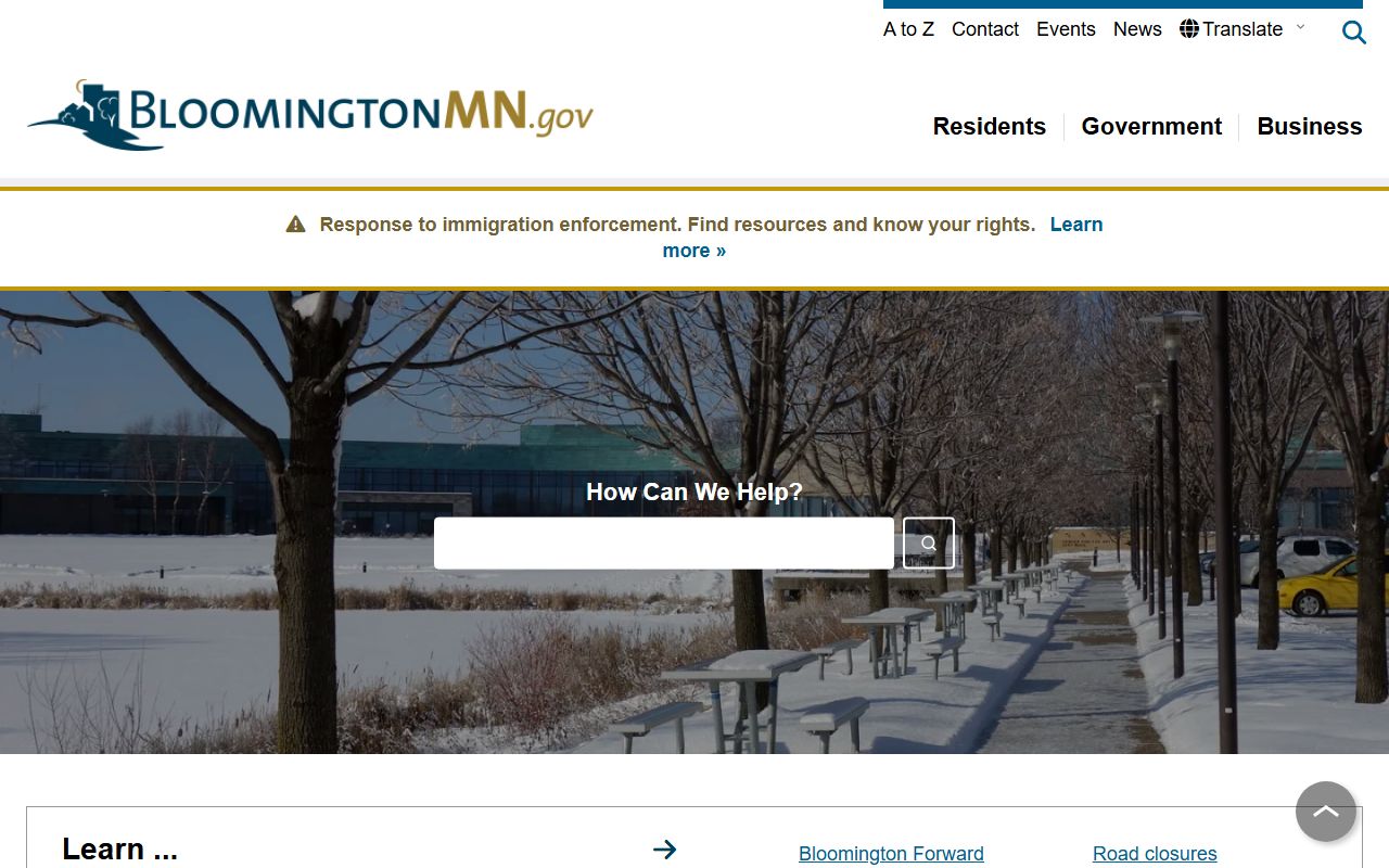 Bloomington city homepage for marriage records