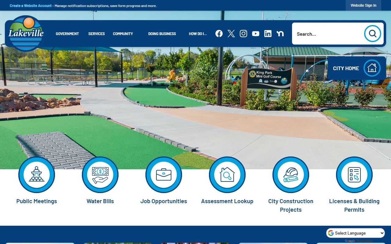 Lakeville city homepage for marriage records