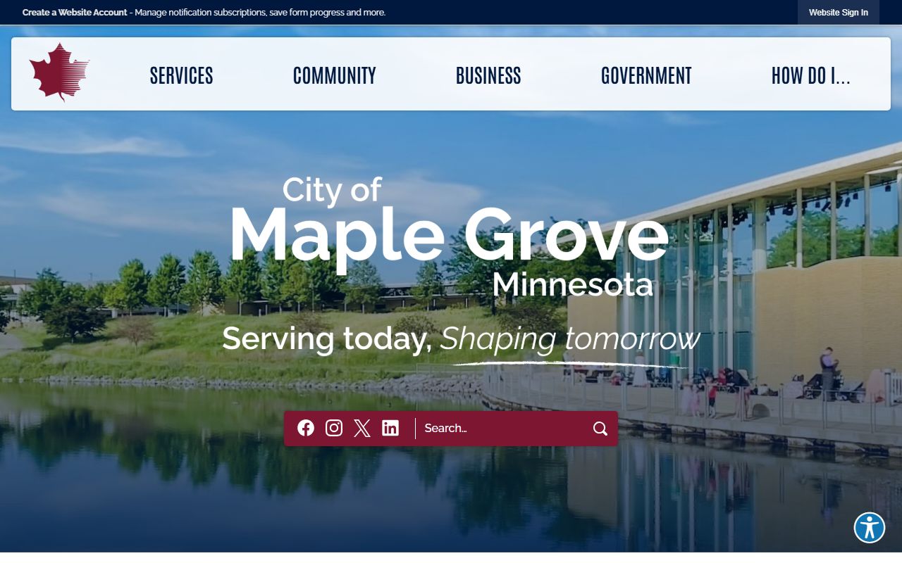 Maple Grove city homepage for marriage records