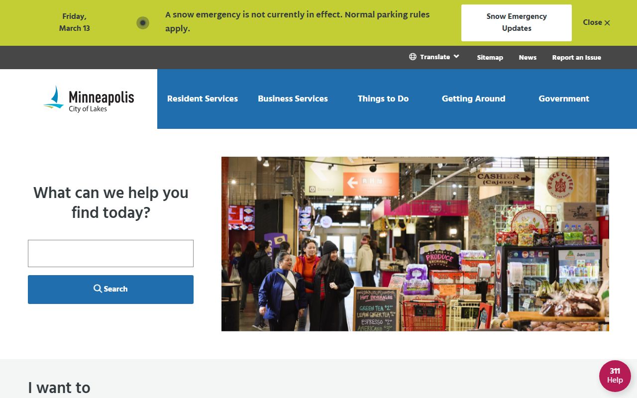 Minneapolis city homepage for marriage records