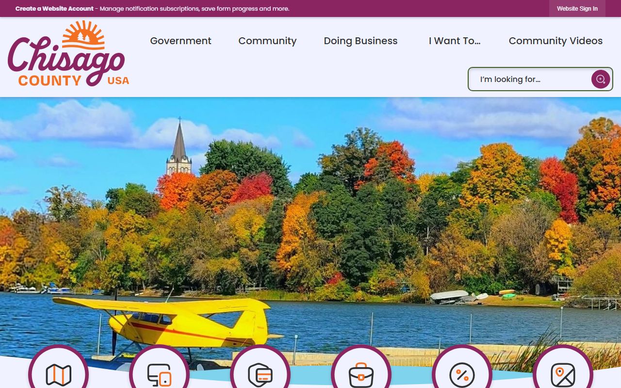 Chisago County official website showing recorder and marriage license services in Center City
