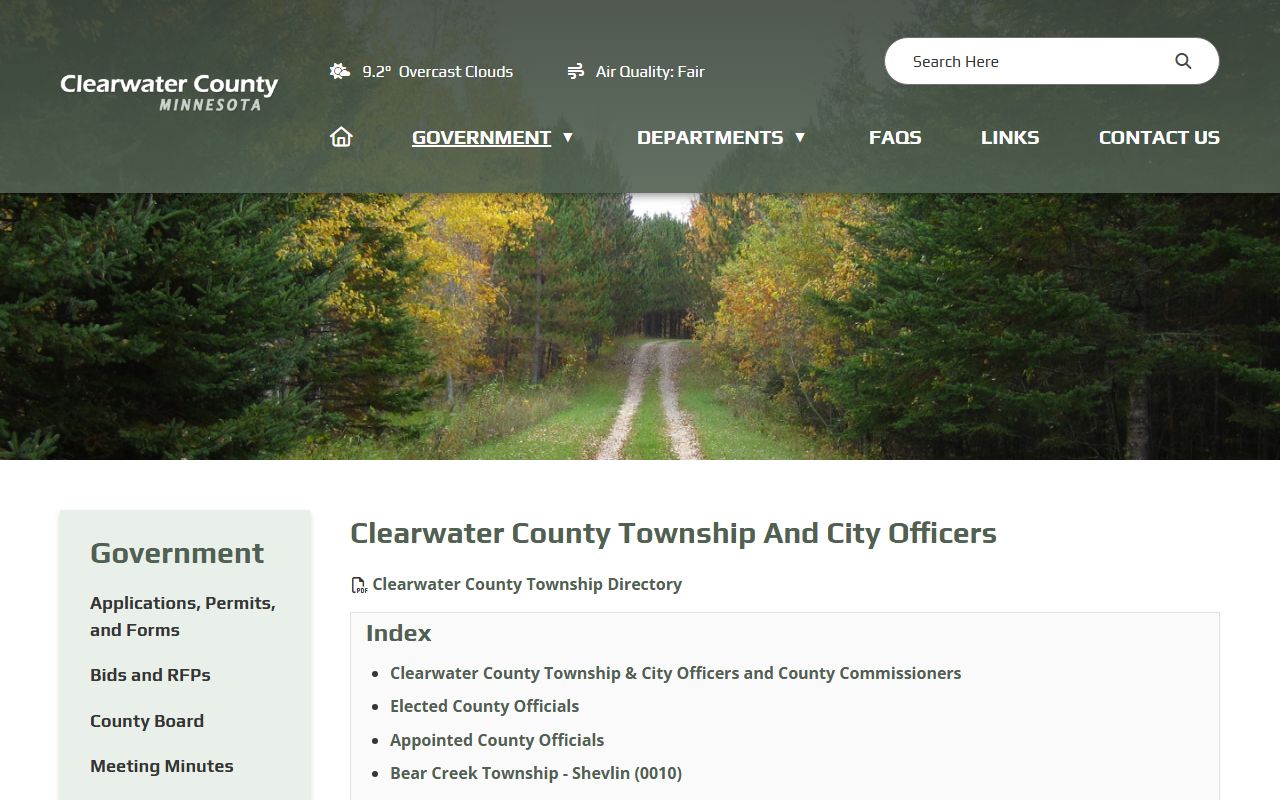 Clearwater County official website and recorder office information for marriage records in Bagley