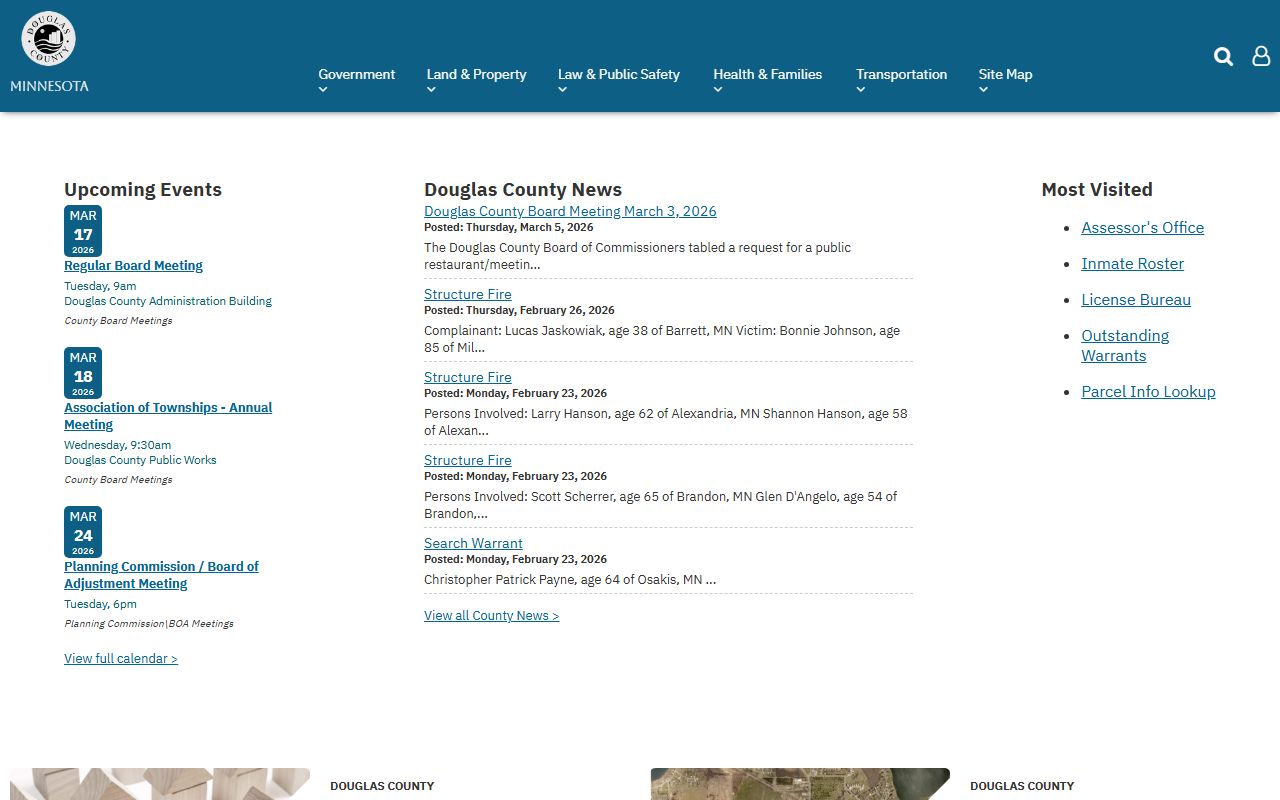 Douglas County official website showing recorder office and marriage records resources in Alexandria