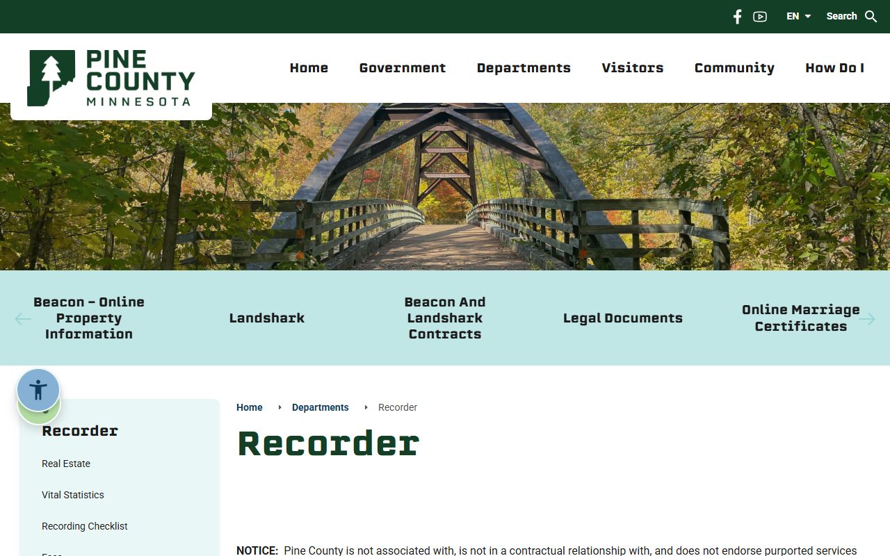 Pine County recorder office resource page for marriage records and license applications in Pine City, Minnesota