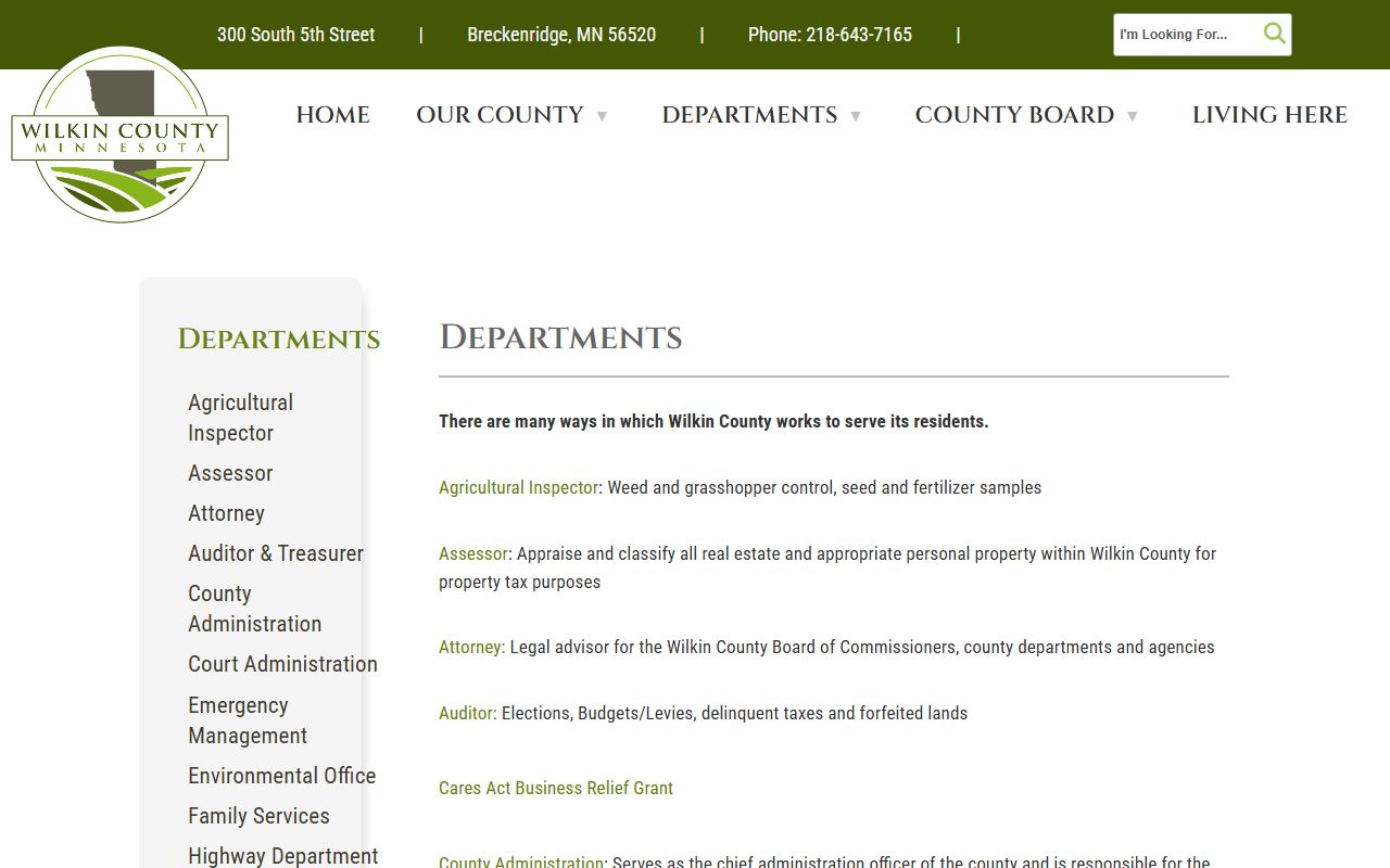 Wilkin County Auditor-Treasurer office for Wilkin County marriage records